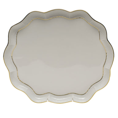 Herend Golden Edge Scallop Tray  11.25"l X 9.5"w