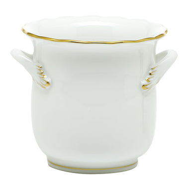 Herend Golden Edge Mini Cachepot W/handles 4.75"l X 3.75"h