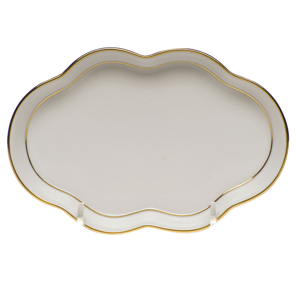 Herend Golden Edge Small Scalloped Tray  5.5"l