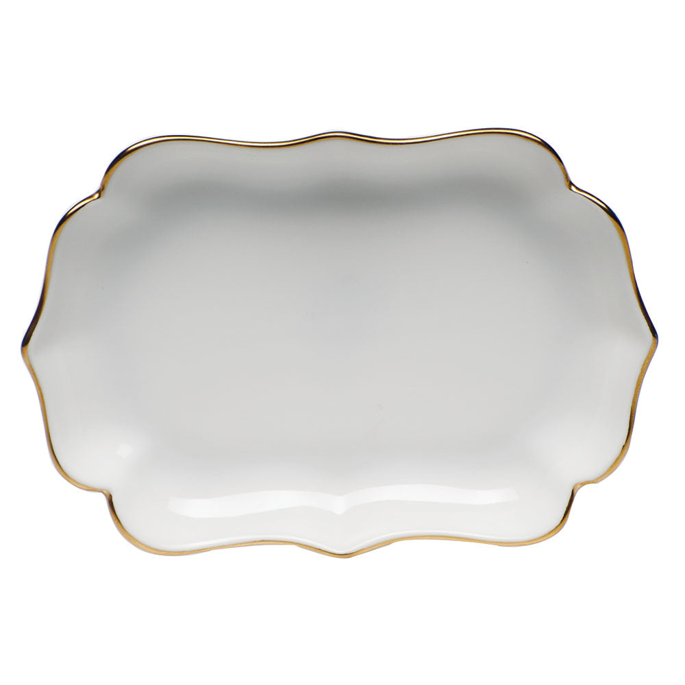 Herend Golden Edge Mini Scalloped Tray 4.25"l X 3"w