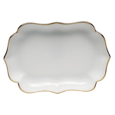 Herend Golden Edge Mini Scalloped Tray 4.25"l X 3"w