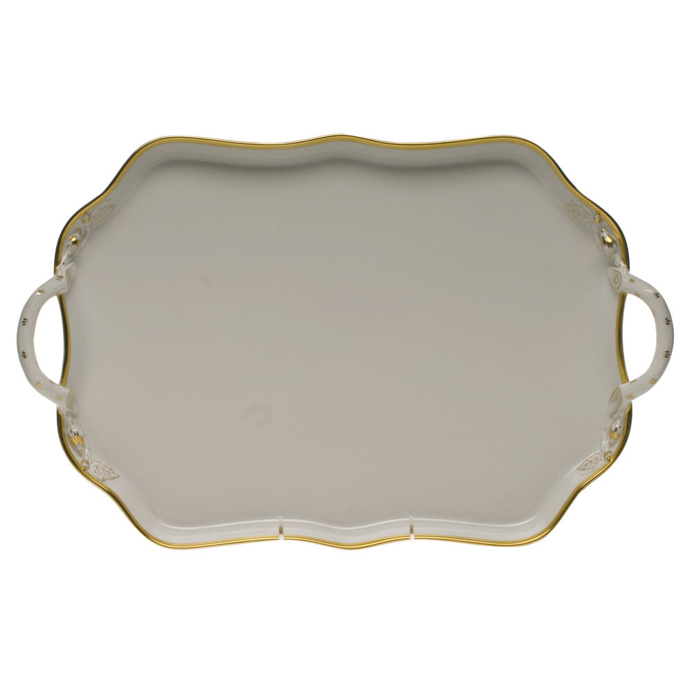 Herend Gwendolyn Rectangular Tray W/handles 18"l