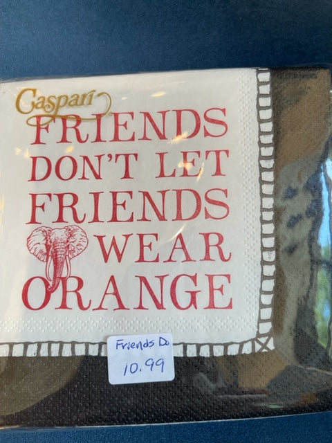 Friends Don't Wear Orange Cocktail Napkins with Elephant