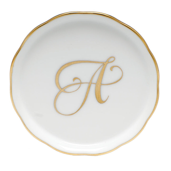 Coaster with monogram 4"d - A
