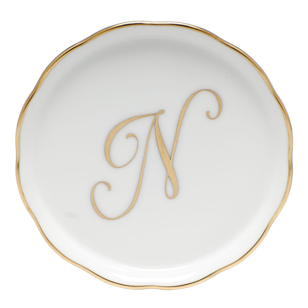 Coaster with monogram 4"d - N