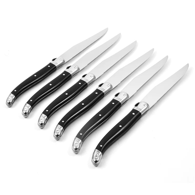 Laguiole Black Platine Steak Knives Set/6