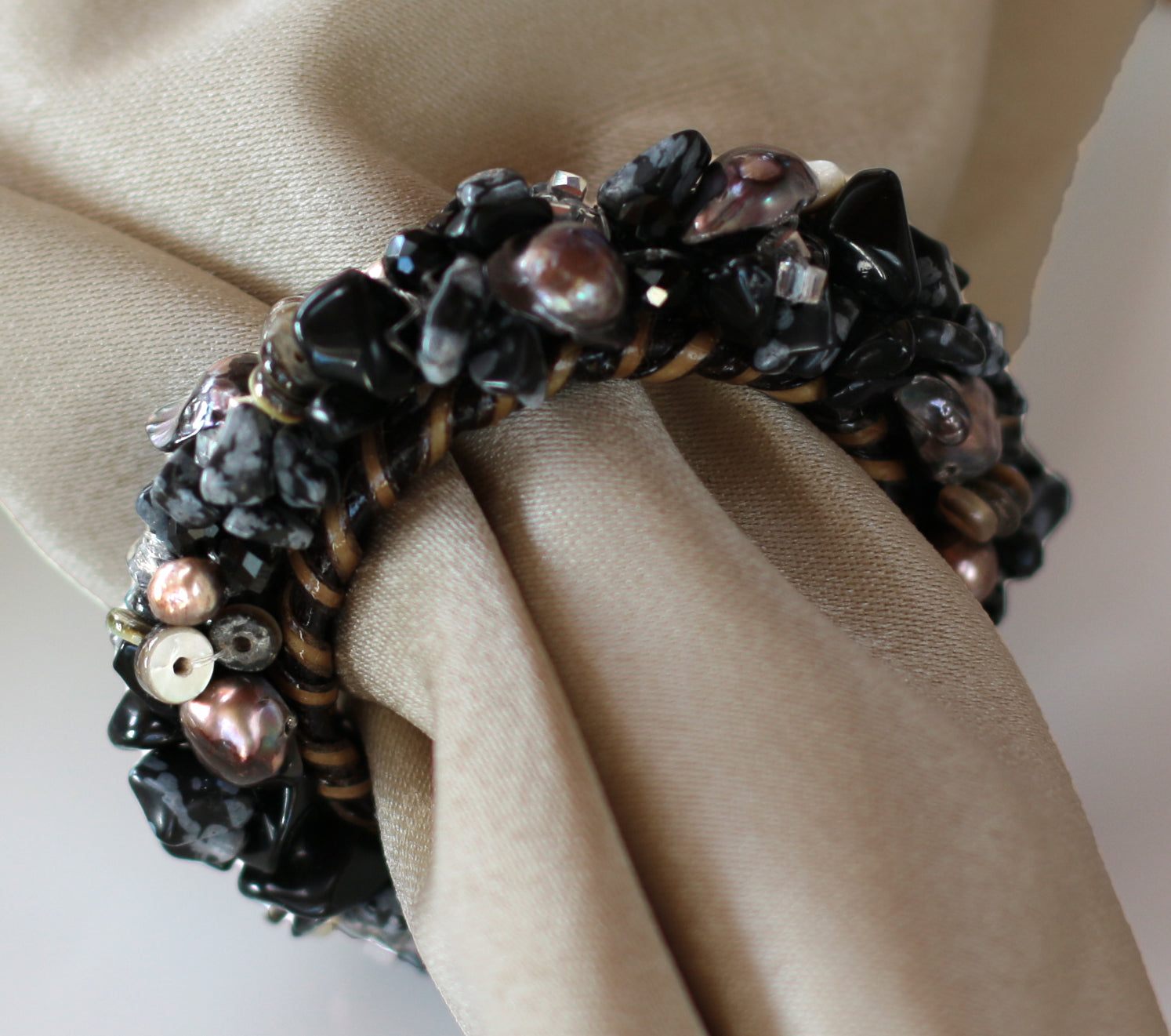 Jewelled Napkin Ring - Blackberries, set / 4 pcs