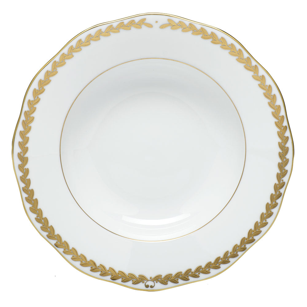 Herend Golden Laurel Rim Soup Plate 8"d