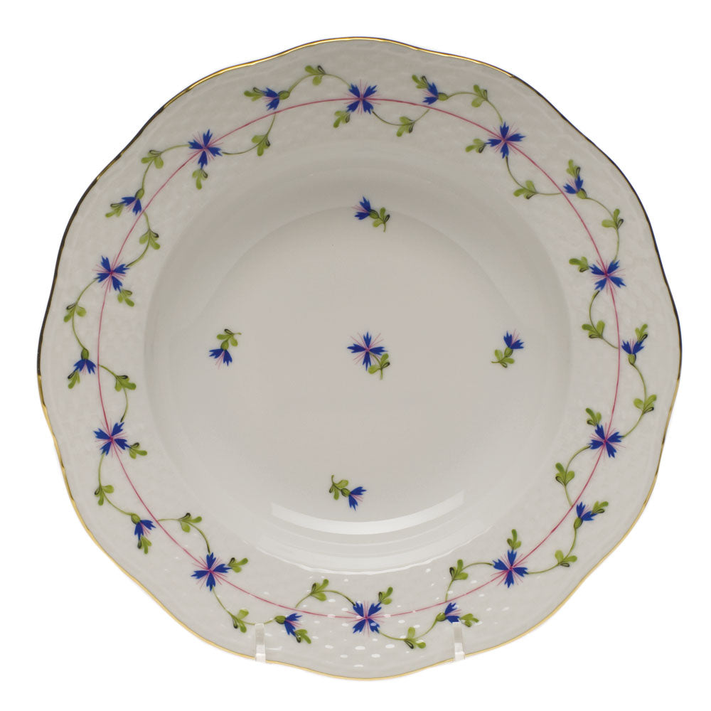 Herend Blue Garland Rim Soup Plate  8"d