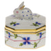 Herend Blue Garland Petite Octagonal Box - Bunny 2"l X 2"h