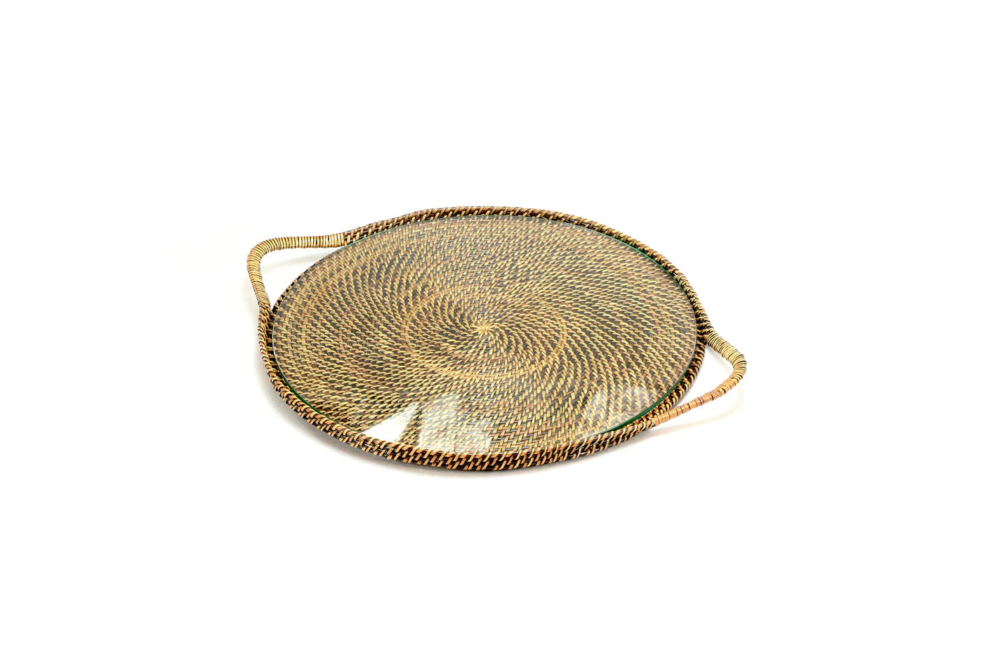 Round Serving Tray with Glass 13” Diameter x .5” H