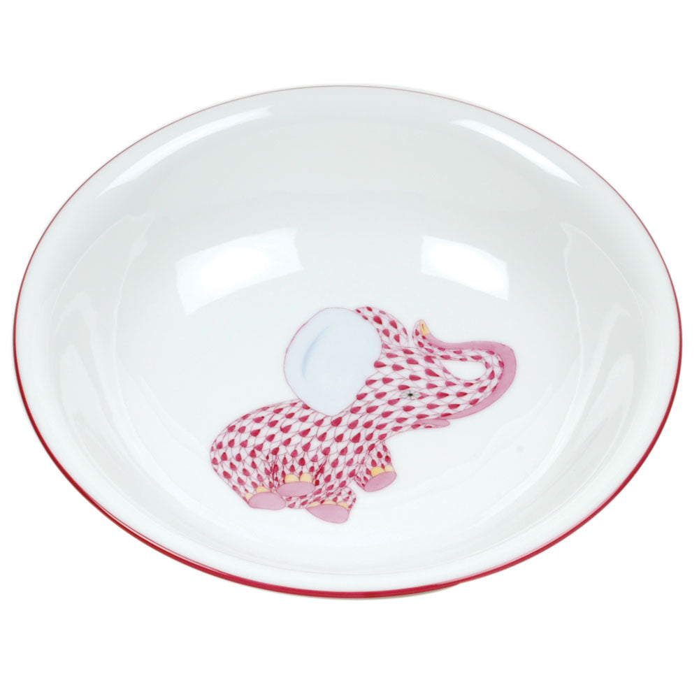Herend Raspberry Fishnet Bowl - Elephant 7"d