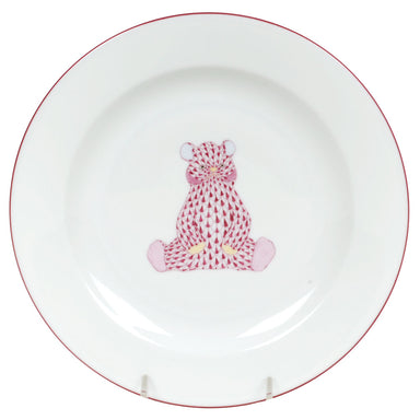 Herend Raspberry Fishnet Plate - Bear 8.25"d