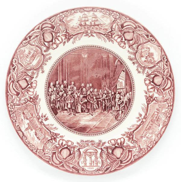 Georgia Historical Plate Georgia Trustees Receiving Oglethorpe and Indians in London - Pink #2