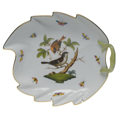 Herend Rothschild Bird Leaf Dish  9.5"l