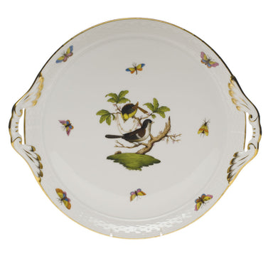 Herend Rothschild Bird Round Tray W/handles  11.25"d