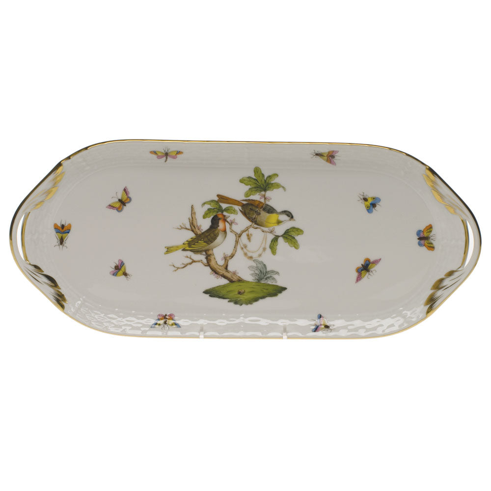 Herend Rothschild Bird Sandwich Tray  14.5"l X 6"w