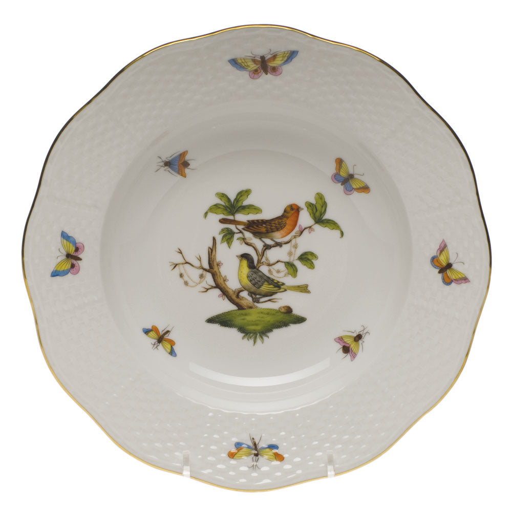 Herend Rothschild Bird Rim Soup Plate - Motif 03 8"d