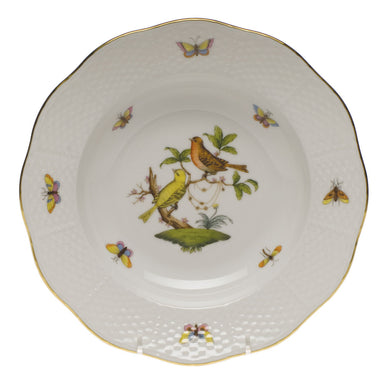 Herend Rothschild Bird Rim Soup Plate - Motif 06 8"d