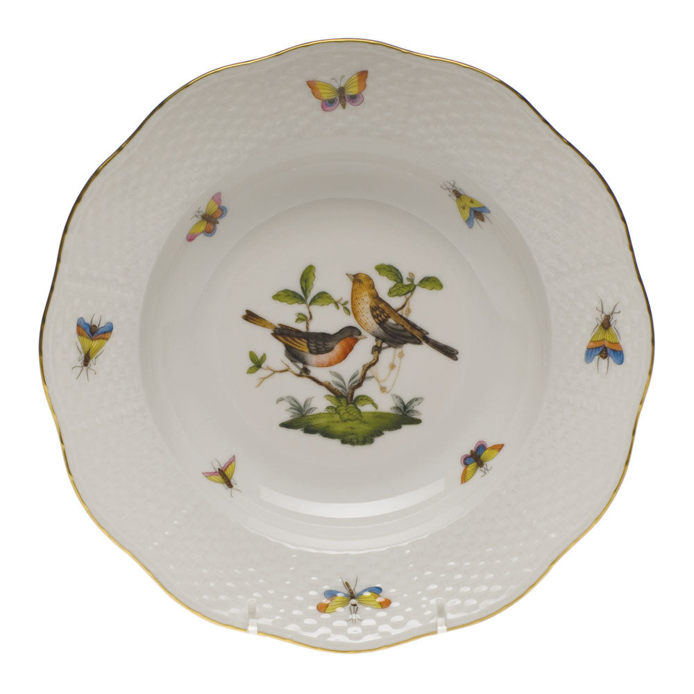 Herend Rothschild Bird Rim Soup Plate - Motif 09 8"d