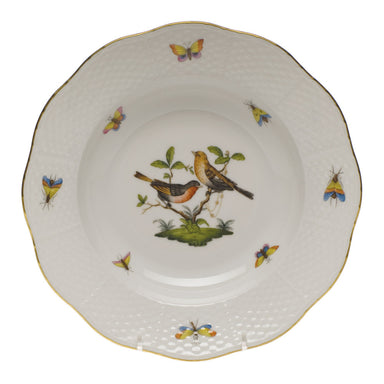 Herend Rothschild Bird Rim Soup Plate - Motif 09 8"d