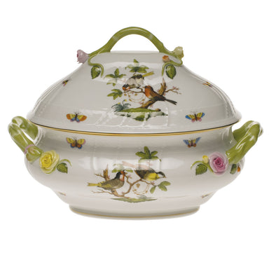 Herend Rothschild Bird Tureen W/branch  (4 Qt) 10"h