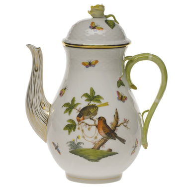 Herend Rothschild Bird Coffee Pot W/rose  (60 Oz) 10"h