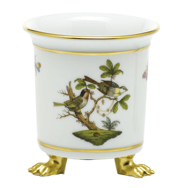 Herend Rothschild Bird Mini Cachepot W/feet 3.75"l X 4"h