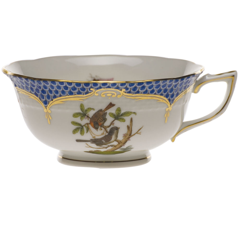 Herend Rothschild Bird Blue Border Tea Cup - Motif 04 (8 Oz) - Blue Border