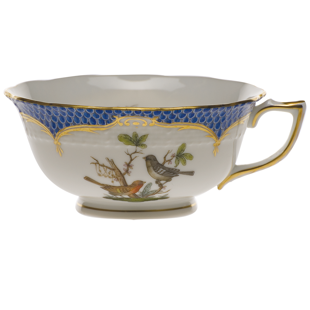 Rothschild Bird Blue Border Tea Cup - Motif 05 (8 Oz) - Blue Border
