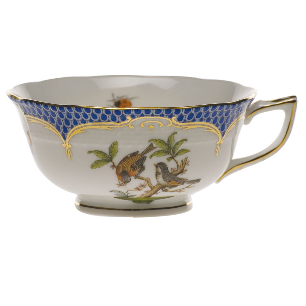 Herend Rothschild Bird Blue Border Tea Cup - Motif 12 (8 Oz) - Blue Border