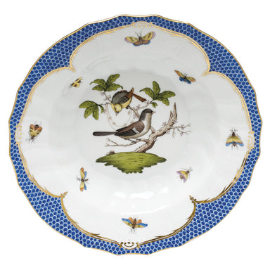 Herend Rothschild Bird Blue Border Rim Soup - Motif 01 9.5"d - Blue Border