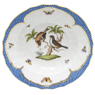 Herend Rothschild Bird Blue Border Rim Soup - Motif 12 9.5"d - Blue Border