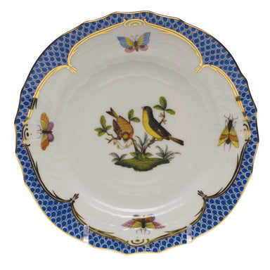 Herend Rothschild Bird Blue Border Bread And Butter Plate - Mo 07 6"d - Blue Border