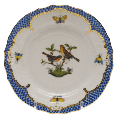 Herend Rothschild Bird Blue Border Bread And Butter Plate - Mo 09 6"d - Blue Border