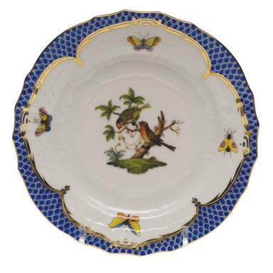 Herend Rothschild Bird Blue Border Bread And Butter Plate - Mo 10 6"d - Blue Border