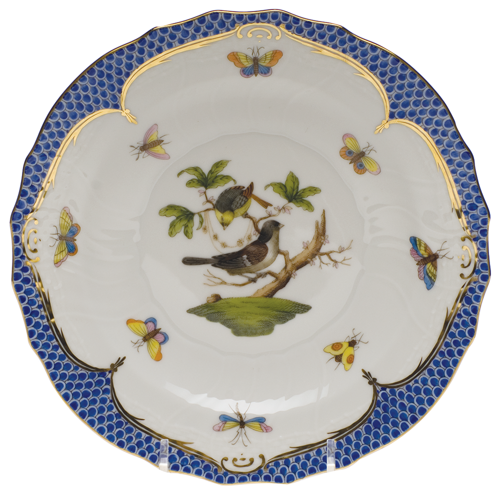 Rothschild Bird Blue Border Salad Plate - Motif 01 7.5"d