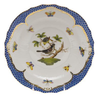 Herend Rothschild Bird Blue Border Salad Plate - Motif 01 7.5"d - Blue Border