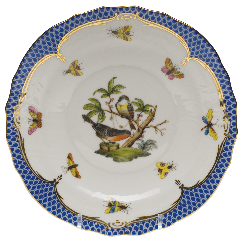 Rothschild Bird Blue Border Salad Plate - Motif 02 7.5"d