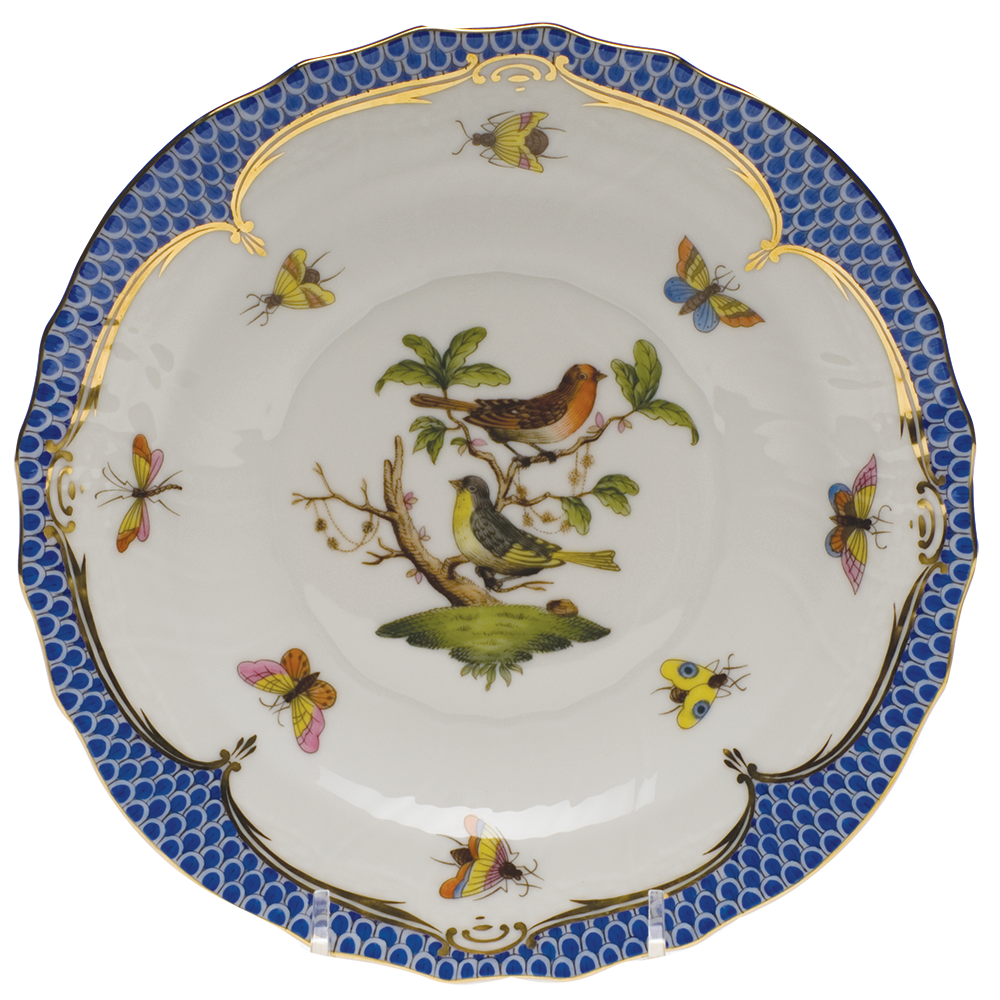 Rothschild Bird Blue Border Salad Plate - Motif 03 7.5"d