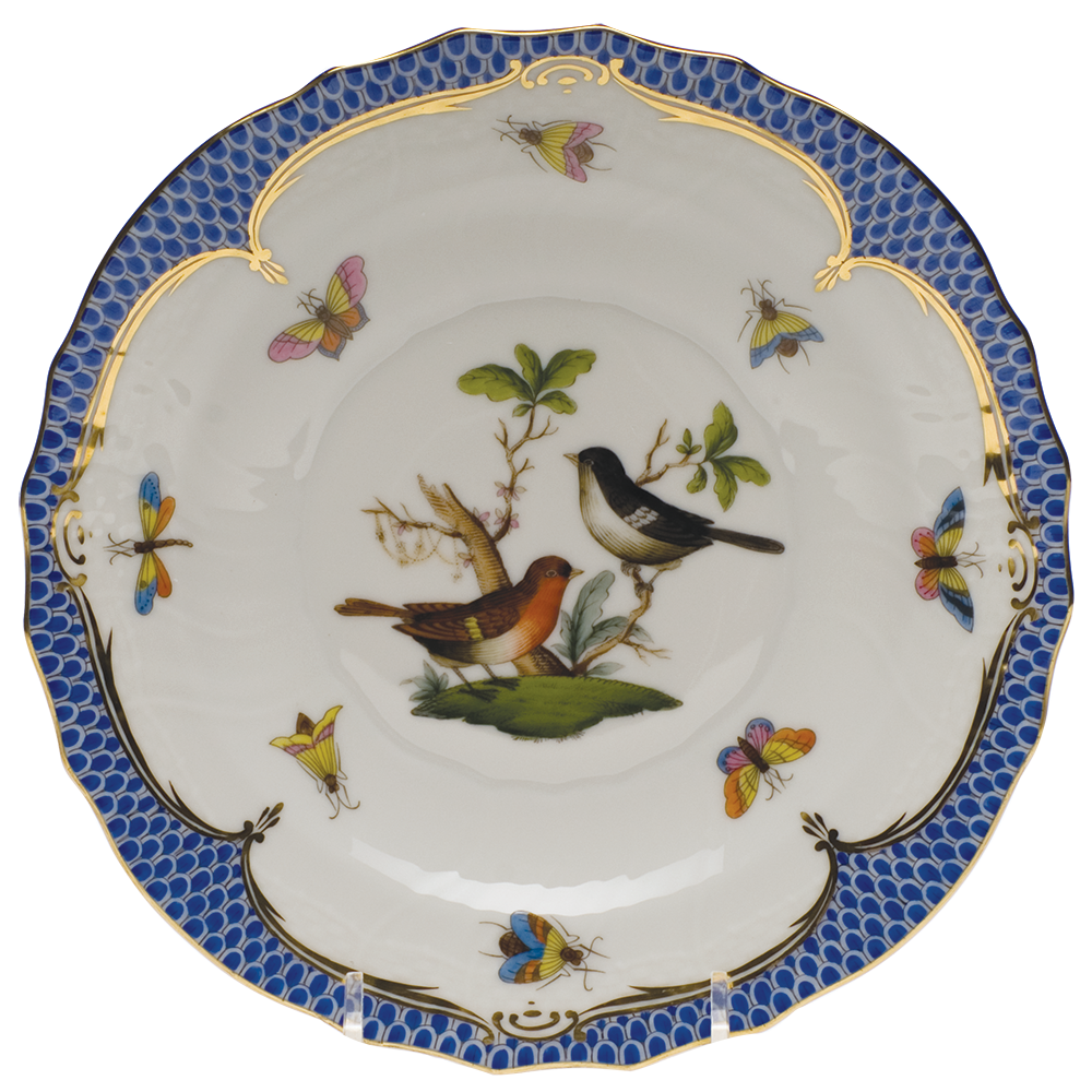 Rothschild Bird Blue Border Salad Plate - Motif 05 7.5"d