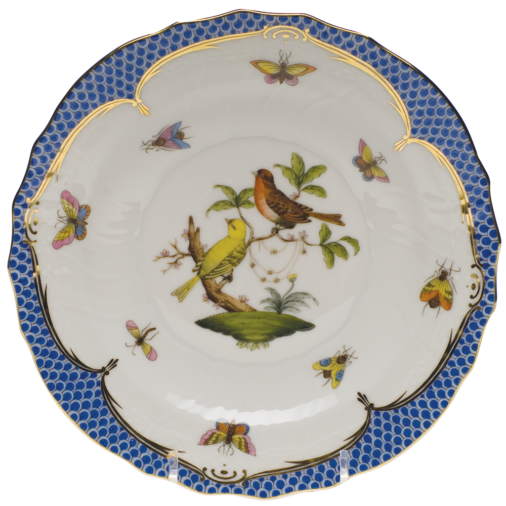 Rothschild Bird Blue Border Salad Plate - Motif 06 7.5"d