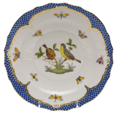 Herend Rothschild Bird Blue Border Salad Plate - Motif 07 7.5"d - Blue Border