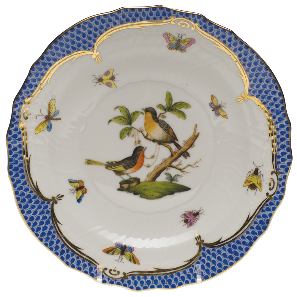 Rothschild Bird Blue Border Salad Plate - Motif 08 7.5"d