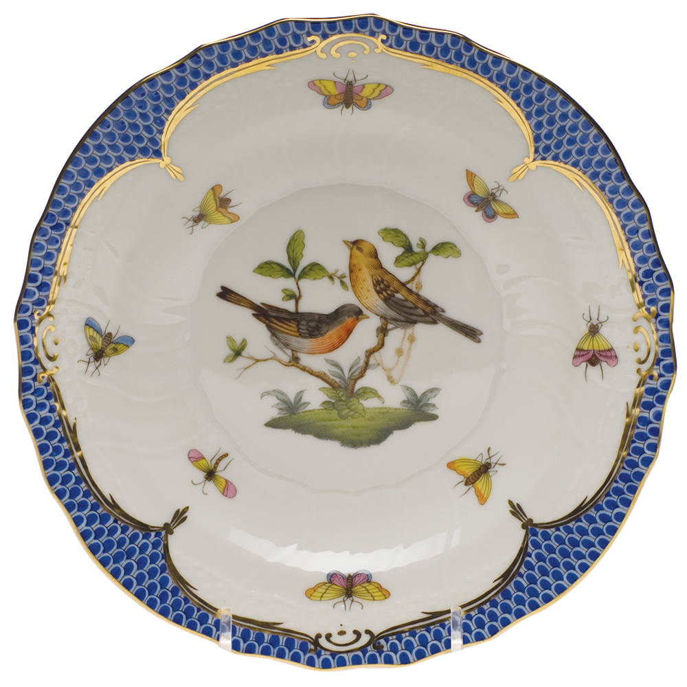 Rothschild Bird Blue Border Salad Plate - Motif 09 7.5"d