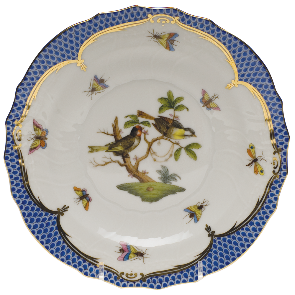 Rothschild Bird Blue Border Salad Plate - Motif 11 7.5"d