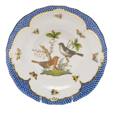 Herend Rothschild Bird Blue Border Dessert Plate - Motif 05 8.25"d - Blue Border