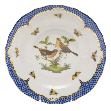 Herend Rothschild Bird Blue Border Dessert Plate - Motif 09 8.25"d - Blue Border