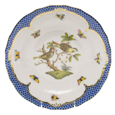 Herend Rothschild Bird Blue Border Dessert Plate - Motif 11 8.25"d - Blue Border