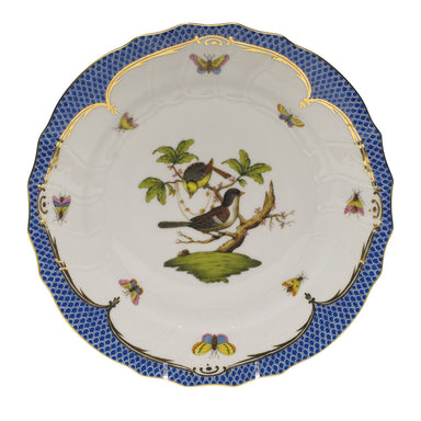 Herend Rothschild Bird Blue Border Dinner Plate - Motif 01 10.5"d - Blue Border